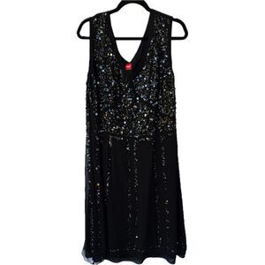 Olsen Europe Black Sequin Midi Fancy Special Occasion Dress